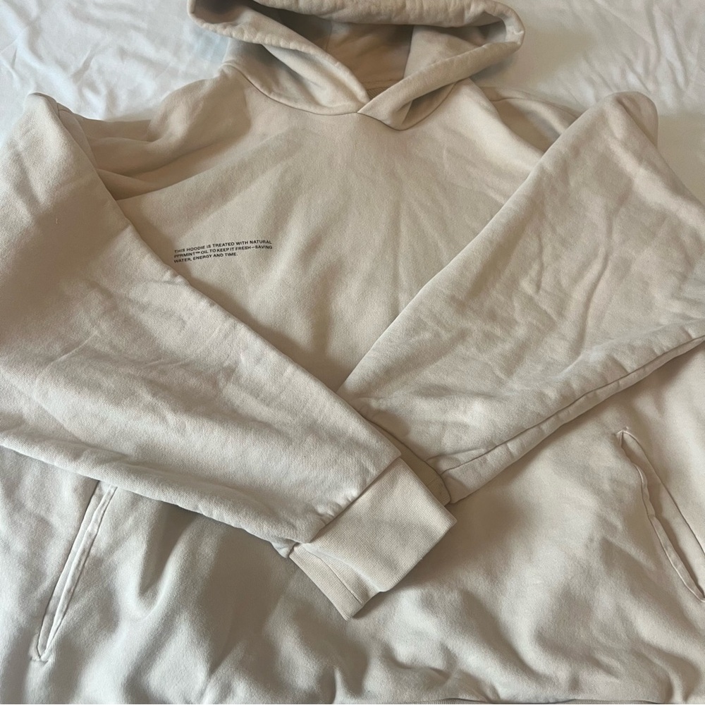 PANGAIA Essential Hoodie Cream Beige Size XS Pullover Kangaroo Pocket